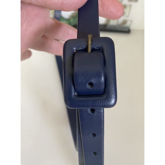 Womens Double Strands Belt Skinny Navy Blue Gold Tone Accent 29\